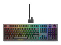 Alienware Tri-Mode AW920K - Tastatur - AlienFX per-nøgle RGB/16,8 millioner farver - trådløs - 2.4 GHz, Bluetooth 5.1, USB - QWERTY - USA - tastkontakt: CHERRY MX Red - Dark Side of the Moon AW920K-G-WW