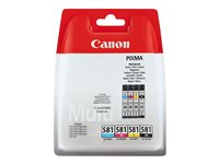 Canon CLI-581 BK/C/M/Y Multi Pack - 4 pakker - 5.6 ml - sort, gul, cyan, magenta - original - boks - blækbeholder - for PIXMA TS6251, TS6350, TS6351, TS705, TS8252, TS8350, TS8351, TS8352, TS9550, TS9551 2103C007