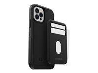 OtterBox - Omslag - MagSafe-kompatibilitet - syntetisk læder, polykarbonat, magnet - skygge sort - for Apple iPhone 12, 12 mini, 12 Pro, 12 Pro Max 77-82593