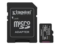 Kingston Canvas Select Plus - Flashhukommelseskort (SD adapter inkluderet) - 256 GB - A1 / Video Class V10 / UHS-I U1 / Class10 - microSDXC UHS-I SDCS3/256GB