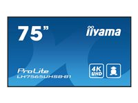 iiyama ProLite LH7565UHSB-B1 - 75" Diagonal klasse (74.5" til at se) LED-bagbelyst LCD paneldisplay - digital skiltning - Android - 4K UHD (2160p) 3840 x 2160 - sort LH7565UHSB-B1