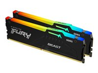 Kingston FURY Beast RGB - DDR5 - sæt - 32 GB: 2 x 16 GB - DIMM 288-PIN - 6000 MHz / PC5-48000 - CL30 - 1.4 V - ikke bufferet - on-die ECC - sort KF560C30BBEAK2-32