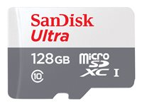 SanDisk Ultra - Flashhukommelseskort (microSDXC til SD adapter inkluderet) - 128 GB - Class 10 - microSDXC UHS-I SDSQUNR-128G-GN3MA
