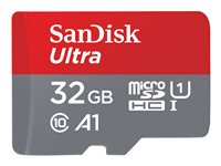 SanDisk Ultra - Flashhukommelseskort (microSDHC til SD adapter inkluderet) - 32 GB - A1 / UHS-I U1 / Class10 - microSDHC UHS-I (pakke med 2) SDSQUA4-032G-GN6MT