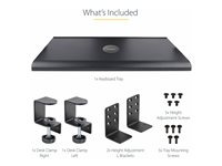StarTech.com Under-Desk Keyboard Tray, Clamp-on Keyboard Holder, Supports up to 12kg (26.5lb), Sliding Keyboard and Mouse Drawer with C-Clamps, Height Adjustable Keyboard Tray - Black - Ergonomic Keyboard Tray (KEYBOARD-TRAY-CLAMP1) - Tastaturbakke - monterbar under skrivebord - sort KEYBOARD-TRAY-CLAMP1