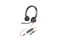 HP Poly Blackwire 3325 - Blackwire 3300 series - headset - på øret - kablet - 3,5 mm jackstik, USB-C - sort - Certified for Microsoft Teams, UC-certificeret 8X222AA